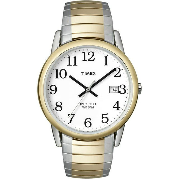Timex Men's Easy Reader Date Two-Tone/White 35mm Casual Watch, Tapered Expansion Band EasyOptionXY LLC