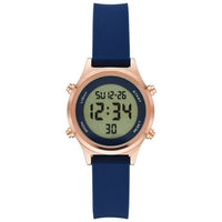 Time and Tru Women's Rose Gold Tone Digital Watch with Navy Silicone Strap EasyOptionXY LLC