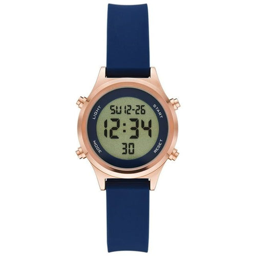Time and Tru Women's Rose Gold Tone Digital Watch with Navy Silicone Strap EasyOptionXY LLC