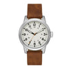 George Men's Watch: Matte Silver Tone Case, Off White Easy Read Dial, Tan Vegan Leather Band (FMDOGE048) EasyOptionXY LLC