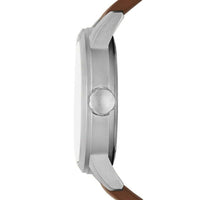 George Men's Watch: Matte Silver Tone Case, Off White Easy Read Dial, Tan Vegan Leather Band (FMDOGE048) EasyOptionXY LLC