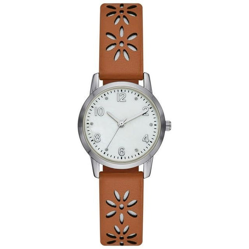 Time and Tru Women's Crystal Accent Watch with Perforated Strap EasyOptionXY LLC