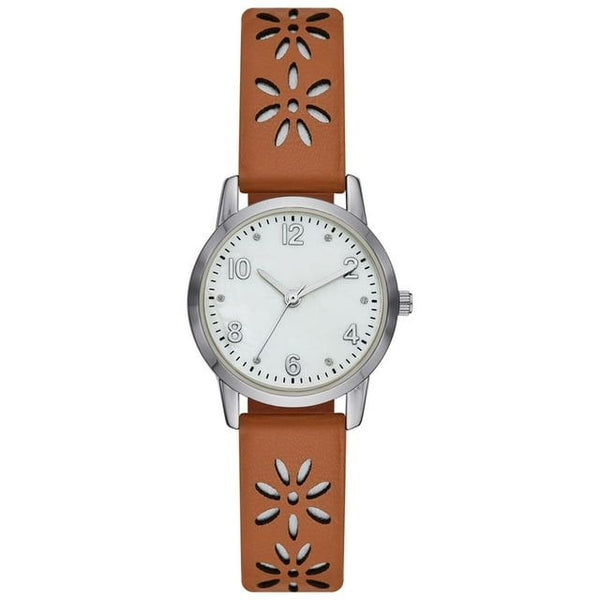 Time and Tru Women's Crystal Accent Watch with Perforated Strap EasyOptionXY LLC