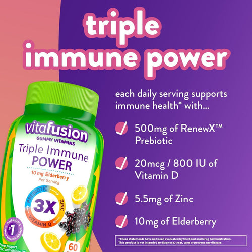 Vitafusion Triple Immune POWER Gummy Vitamins; 60 Count EasyOptionXY LLC
