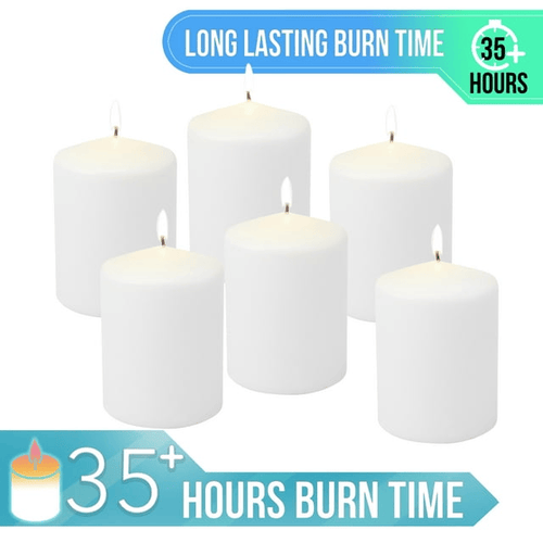 Stonebriar 3" x 4" Unscented 1-Wick White Pillar Candles, 6 Pack EasyOptionXY LLC