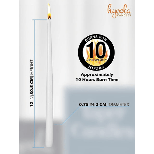 Hyoola Unscented White Taper Candles, Dripless Paraffin Dinner Candles, 12 Inch, 12 Pack EasyOptionXY LLC