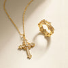 Fleur-de-Lis Radiance Cross Pendant Necklace vanimy