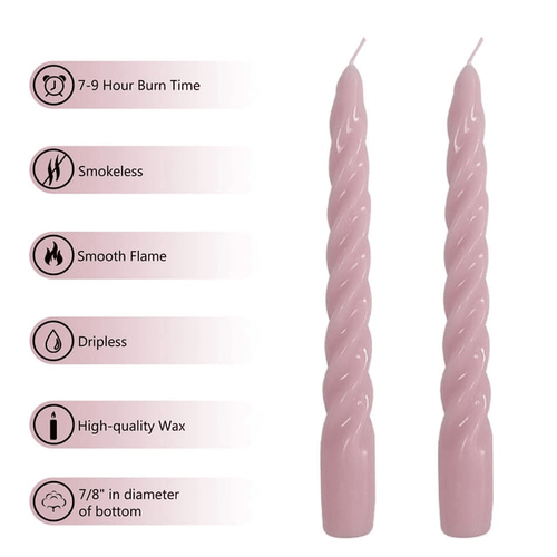 FCMSHAMD 7.3'' Pink Taper Candles -Unscented Dripless(2 Pack) EasyOptionXY LLC