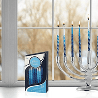 Premium Drip less Hand Made Decorated Hanukkah Candles Set of 45 Blue Shades Spiral Menorah Candles with Prayer Card and DIY Dreidel, Enough for Eight Nights of Chanukah EasyOptionXY LLC