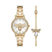Time and Tru Women's Gold Tone Bee Watch and Bracelet Set EasyOptionXY LLC