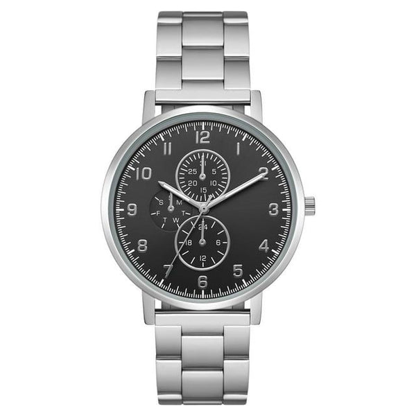 George Brand Men's Wristwatch: Silver Tone Case, Black Dial, 3-Link Bracelet (FMDOGE050) EasyOptionXY LLC