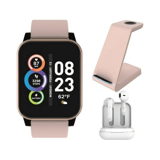 Itech Fusion 2 Unisex Adult Smartwatch w/ Bluetooth Earbuds&Charging Station,Silver/Black EasyOptionXY LLC
