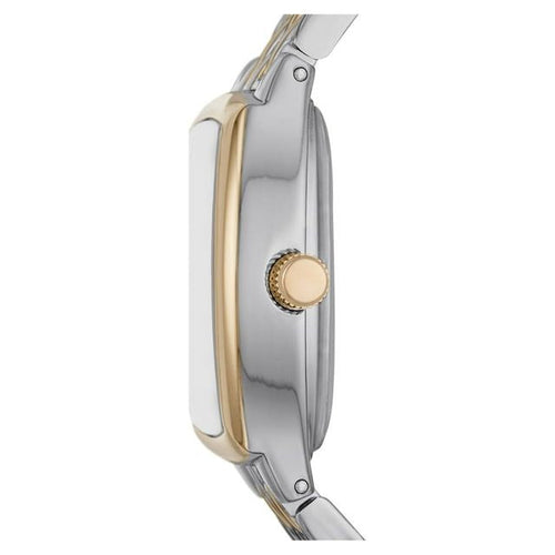 Time & Tru Women's Wristwatch: Two Tone Silver and Gold Barrel Case Bracelet Watch (FMDOTT077) EasyOptionXY LLC