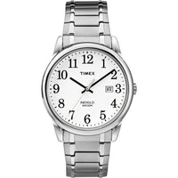 Timex Men's Easy Reader Date Silver/White 38mm Casual Watch, Tapered Expansion Band EasyOptionXY LLC