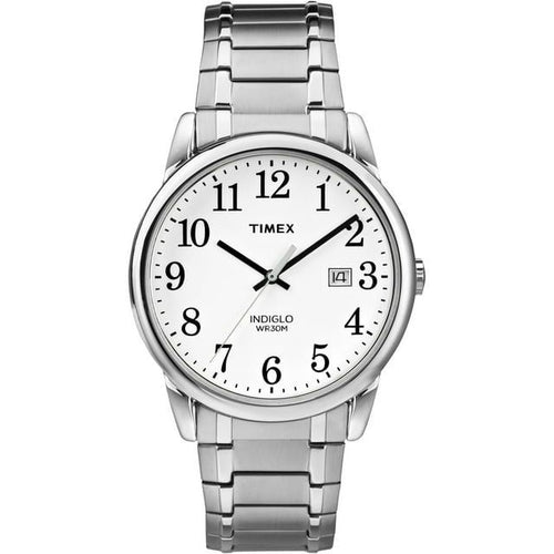 Timex Men's Easy Reader Date Silver/White 38mm Casual Watch, Tapered Expansion Band EasyOptionXY LLC