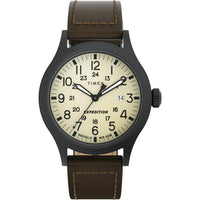 Timex Men's Expedition Scout 40mm Watch ¨C Cream Dial Black Case & Brown Leather Strap EasyOptionXY LLC