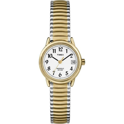 Timex Women's Easy Reader Date Two-Tone/White 25mm Casual Watch, Extral-Long Expansion Band EasyOptionXY LLC