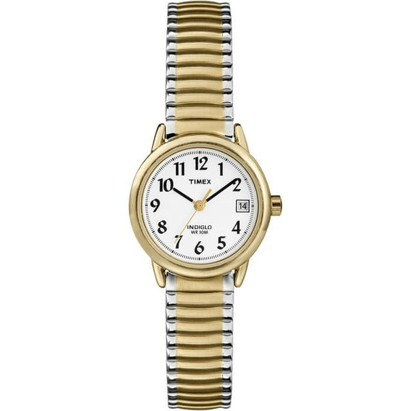 Timex Women's Easy Reader Date Two-Tone/White 25mm Casual Watch, Extral-Long Expansion Band EasyOptionXY LLC