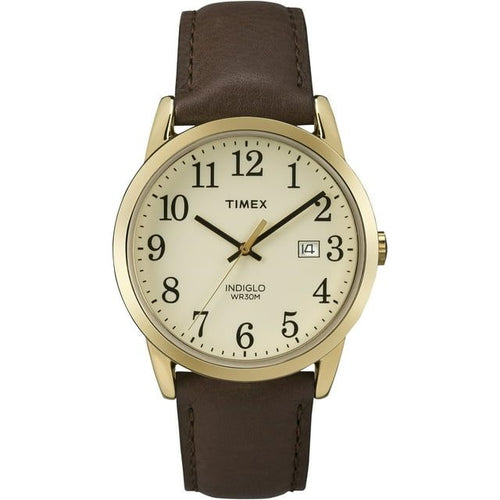 Timex Men's Easy Reader Date Brown/Gold/Cream 38mm Casual Watch, Leather Strap EasyOptionXY LLC
