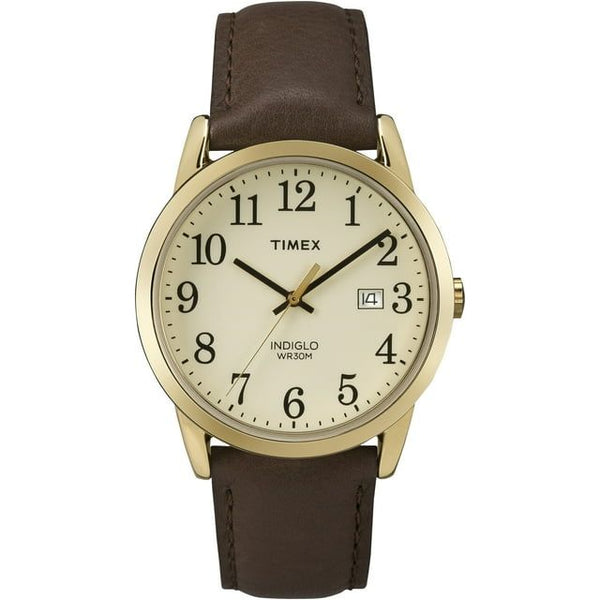 Timex Men's Easy Reader Date Brown/Gold/Cream 38mm Casual Watch, Leather Strap EasyOptionXY LLC