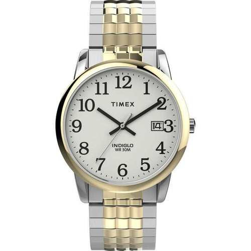 Timex Men's Easy Reader Two-Tone/White 35mm Perfect Fit Casual Watch, Expansion Band EasyOptionXY LLC