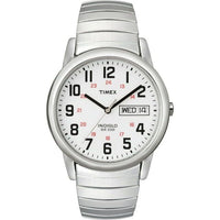 Timex Men's Easy Reader Day-Date Silver/White 35mm Casual Watch, Extra-Long Expansion Band EasyOptionXY LLC