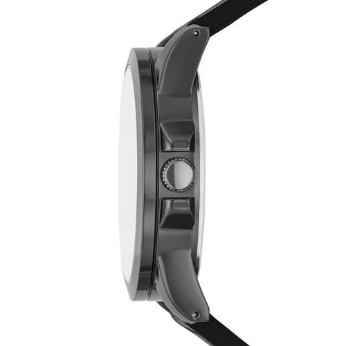 George Men's Watch Set: Gunmetal Case, Black Dial, Textured Vegan Leather Band, Braided PU Band, Stretchy Bead Bracelet (FMDXGE038).