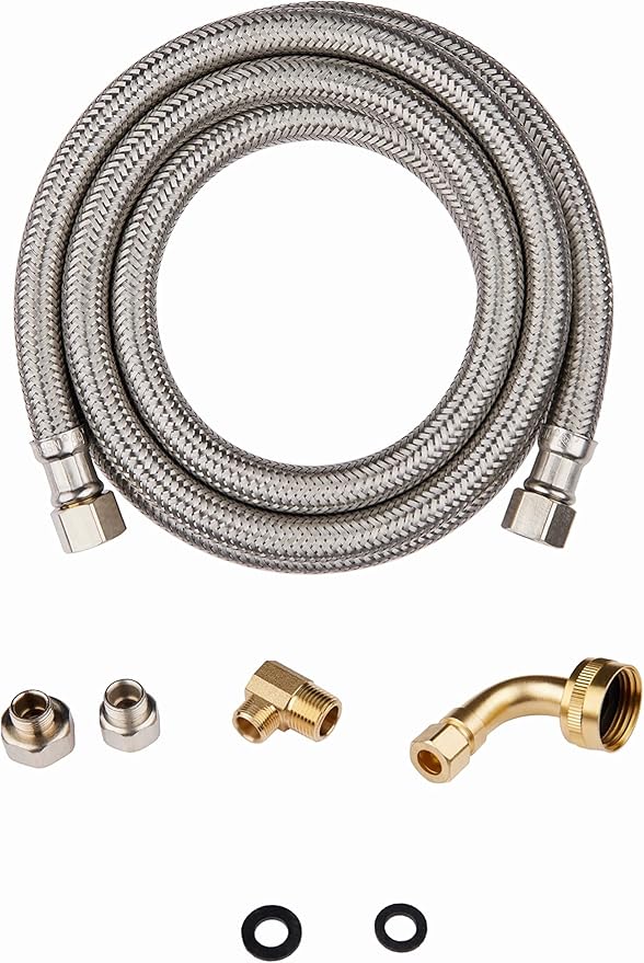 10 Pcs 6ft Dishwasher Installation Kit, Stainless Steel Dishwasher Supply Line, with Compression Connection