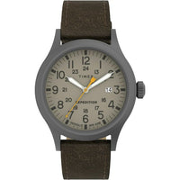 Timex Men's Expedition Scout 40mm Watch ¨C Gunmetal Case Khaki Dial with Dark Brown Leather Strap EasyOptionXY LLC