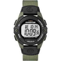 Timex Men's Expedition Digital CAT 41mm Watch – Green & Black Case with Black Fabric & Leather Strap EasyOptionXY LLC