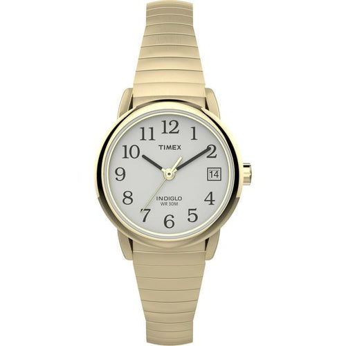 Timex Women's Easy Reader Date Gold/White 25mm Casual Watch, Tapered Expansion Band EasyOptionXY LLC