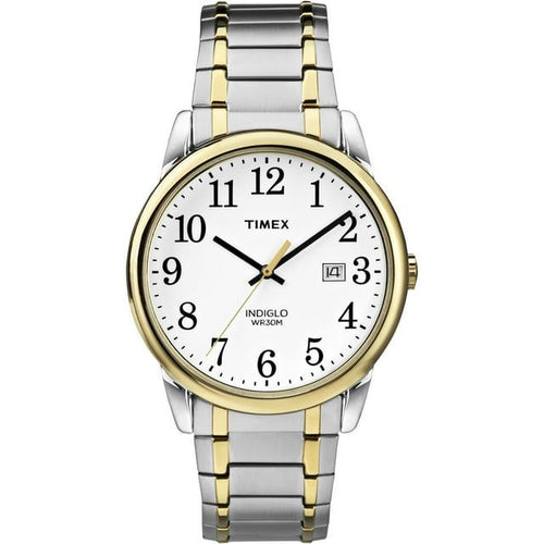 Timex Men's Easy Reader Date Two-Tone/White 38mm Casual Watch, Tapered Expansion Band EasyOptionXY LLC