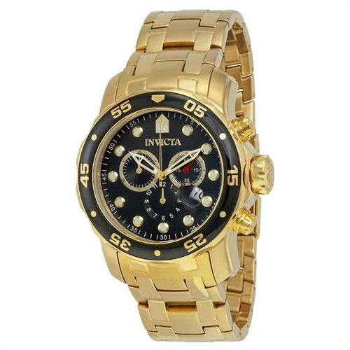 Invicta Pro Diver Chronograph Black Dial Gold-tone Men's Watch 0072 EasyOptionXY LLC