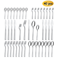 Silverware Set Service for 8, Hunnycook 40 Pieces Square Handle Stainless Steel Flatware Set, Mirror Polished Cutlery Set for Home Kitchen Restaurant, Dishwasher Safe EasyOptionXY LLC