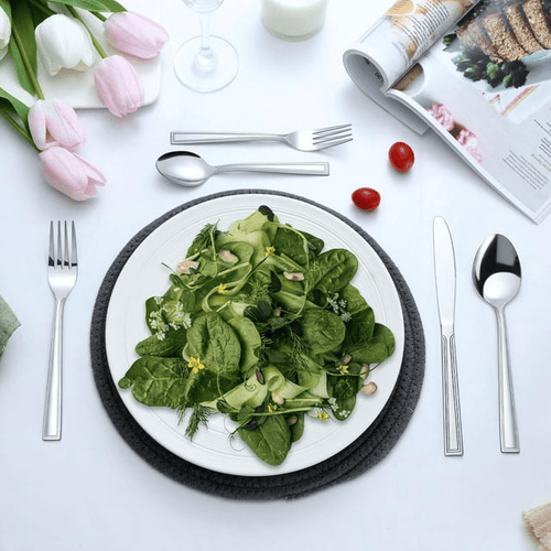 Silverware Set Service for 8, Hunnycook 40 Pieces Square Handle Stainless Steel Flatware Set, Mirror Polished Cutlery Set for Home Kitchen Restaurant, Dishwasher Safe EasyOptionXY LLC