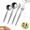 Silverware Set, WeluvFit 24 Piece Stainless Steel Flatware Cutlery Set, Thick Metal Tableware Eating Utensils Include Forks Spoons Knives, Square Edge & Mirror Polished, Dishwasher Safe EasyOptionXY LLC