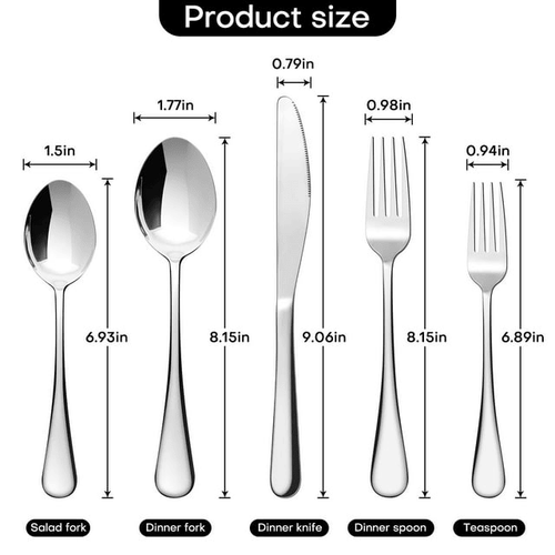 Lovote Flatware Set 30 Pieces Stainless Steel Silverware Sets, Utensils Set Service for 6, Tableware Cutlery Set for Home and Restaurant Including Salad Fork, Dinner Fork, Knife, Spoon, and Teaspoon EasyOptionXY LLC