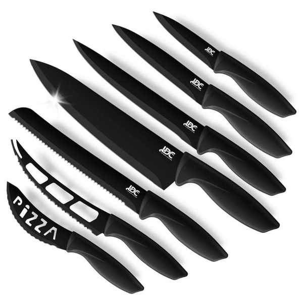 Lux Decor Collection 7 Piece Kitchen Knife Set - Steak Knives, Cheese Knife, Pizza Knife, Bread Knife, Carving Knife - Stainless Kitchen Knives EasyOptionXY LLC