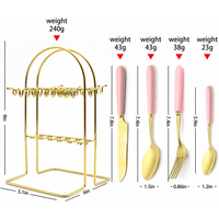 Gold Silverware Set, Caliamary 24 Pieces Flatware Set with Silverware Holder, Stainless Steel Knives and Forks and Spoons Cutlery Set Service for 6, Kitchen Utensil Tableware Set with Pink Handle EasyOptionXY LLC