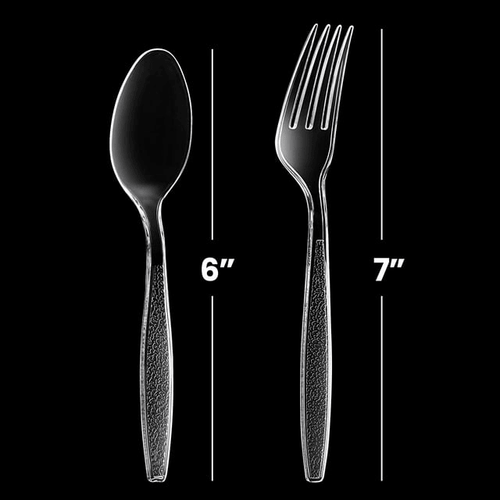 JoyServe Clear Plastic Utensils Disposable 180 Forks & 180 Spoons, Catering Supplies, 360-Pack EasyOptionXY LLC
