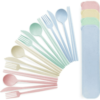 STONCEL Travel Cutlery Set with Case, 16Pcs Reusable Portable Plastic Camping Cutlery, Multicolor Utensils for Office School Outdoor Picnic Kids Adult EasyOptionXY LLC