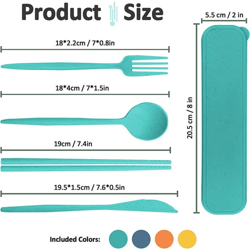 STONCEL Travel Cutlery Set with Case, 16Pcs Reusable Portable Plastic Camping Cutlery, Multicolor Utensils for Office School Outdoor Picnic Kids Adult EasyOptionXY LLC