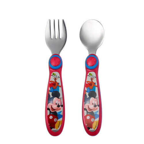 Disney Mickey Mouse Easy Grasp Fork & Spoon, Stainless Steel Toddler Flatware, 9 Months + EasyOptionXY LLC