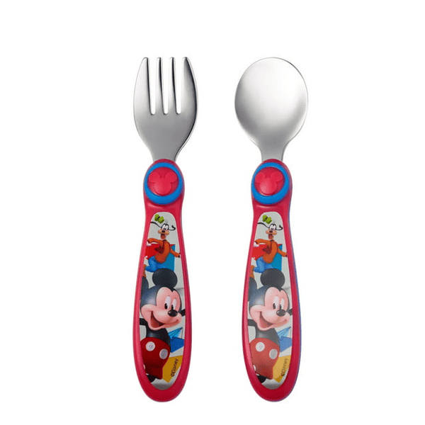 Disney Mickey Mouse Easy Grasp Fork & Spoon, Stainless Steel Toddler Flatware, 9 Months + EasyOptionXY LLC