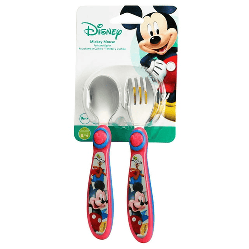 Disney Mickey Mouse Easy Grasp Fork & Spoon, Stainless Steel Toddler Flatware, 9 Months + EasyOptionXY LLC