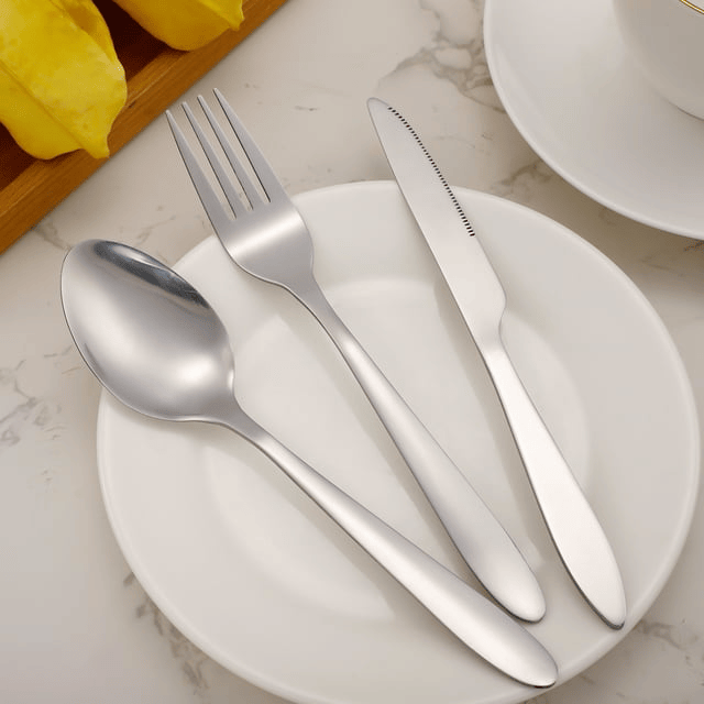 HEQUSIGNS Cutlery Set with Portable Pouch Case, 2 Pack Portable Travel Flatware Set Knife, Fork, Spoon, 6Pcs Portable Travel Stainless Steel Tableware for Outdoor Travel Picnic Office School Lunch Box EasyOptionXY LLC