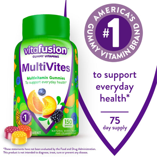Vitafusion MultiVites Gummy Multivitamins; Berry; Peach and Orange Flavor; 150 Count EasyOptionXY LLC
