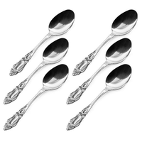 6 Pc Stainless Steel Dinner Spoons Flatware Set Silverware Cutlery Soup Utensil EasyOptionXY LLC