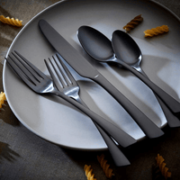 Ornative Flatware - Clara - Matte Black, 18/0 Stainless Steel Flatware, 20-Piece Set, Service for 4 EasyOptionXY LLC
