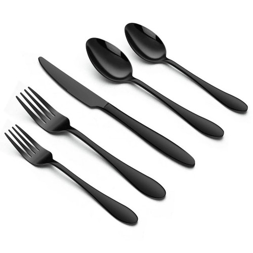 Walchoice 20 Piece Black Silverware Set, Stainless Steel Flatware for 4, Elegant Cutlery Set Includes Knives Forks Spoons, Mirror Polished & Dishwasher Safe EasyOptionXY LLC